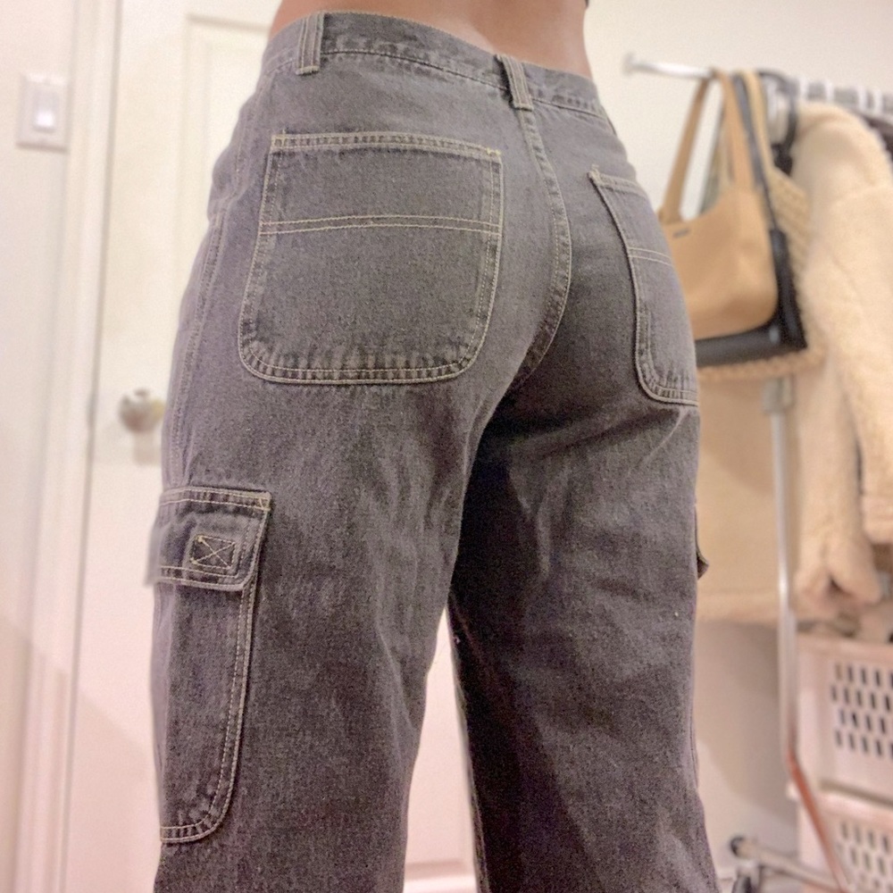 vintage wide leg black cargo jeans y2k 90s